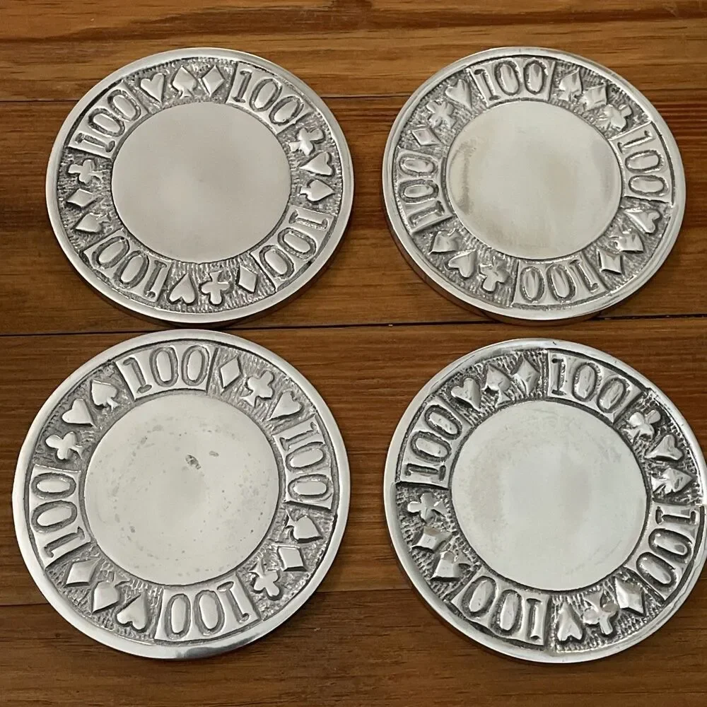 Metalworks By International Casino Collection Coaster Set Aluminum